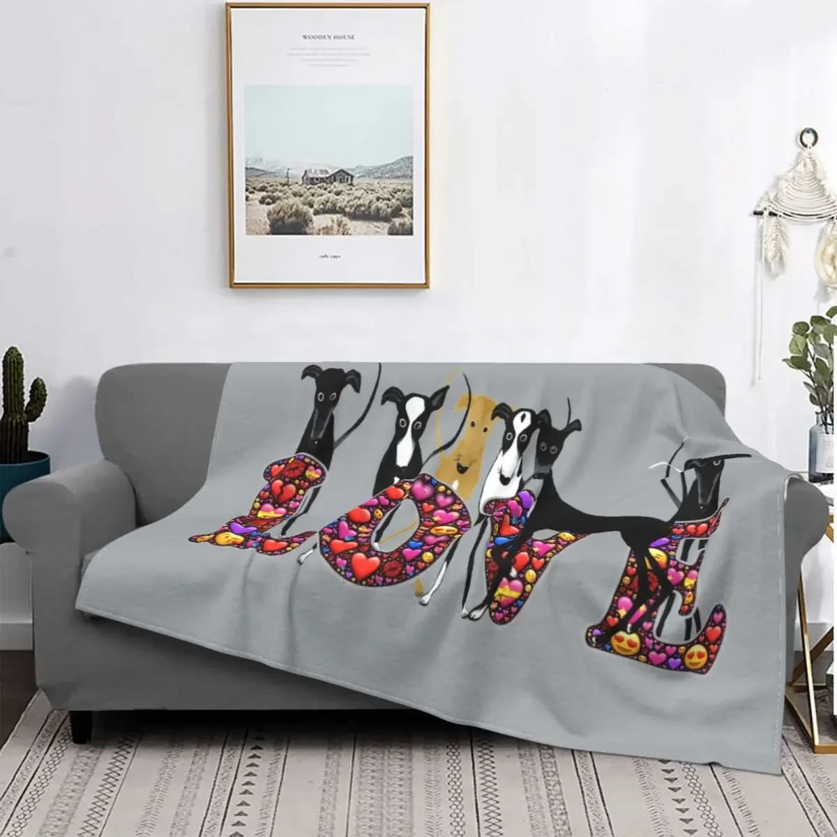 Coperta da tiro ultra morbida e calda per cani d'amore, in flanella, levriero, Whippet, Sighthound, per letto, ufficio, divano, copriletti, trapunta