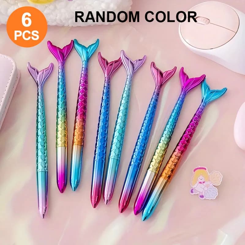 6 penne a forma di sirena, design creativo, colori vivaci, corpo robusto, scrittura fluida, adatte per la scrittura quotidiana, appunti di riunione, correzione errori, e come regalo commemorativo, ecc. Categoria San Valentino: Strumenti di scrittura di alta qualità