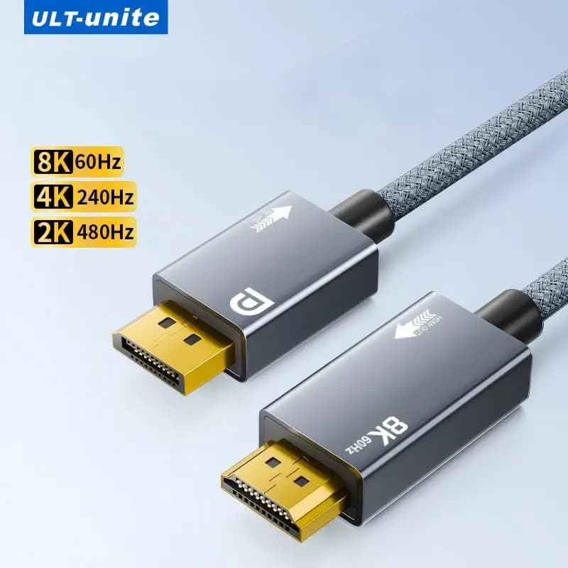 Cavo DisplayPort a HDMI 8K, 4K@240Hz 2K@480Hz, Attivo DP1.4 a HDMI2.1, HDR VRR per Monitor AMD NVIDIA Dell Lenovo