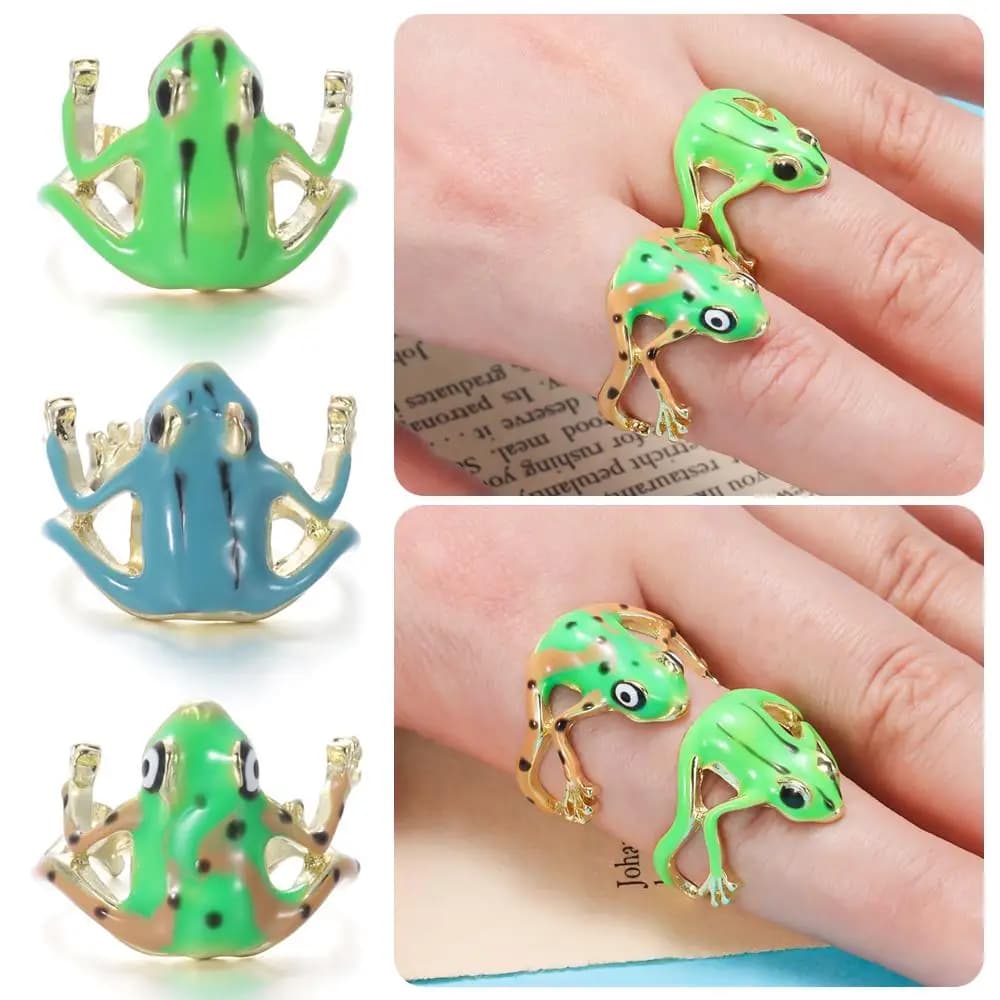 Regalo originalità Anello rana albero Lega Anelli aperti rana carina Apertura anello regolabile a forma di animale per uomo