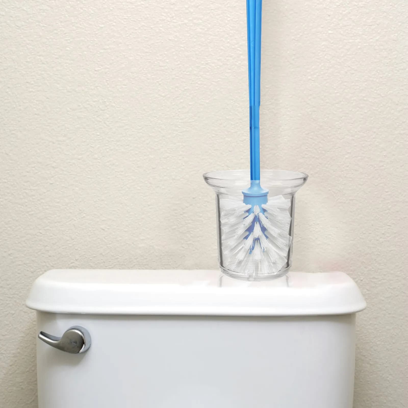 Porta scopino WC in vetro trasparente, contenitore per scopino, porta attrezzi per la pulizia del bagno, contenitore in vetro per scopino WC