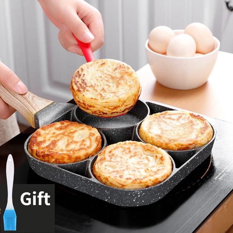 Frying pan with 4 holes Frying pan for frittata thickened non-stick Uovo Pancake Bistecca Pane of Hamburg Breakfast Maker Induction cooker