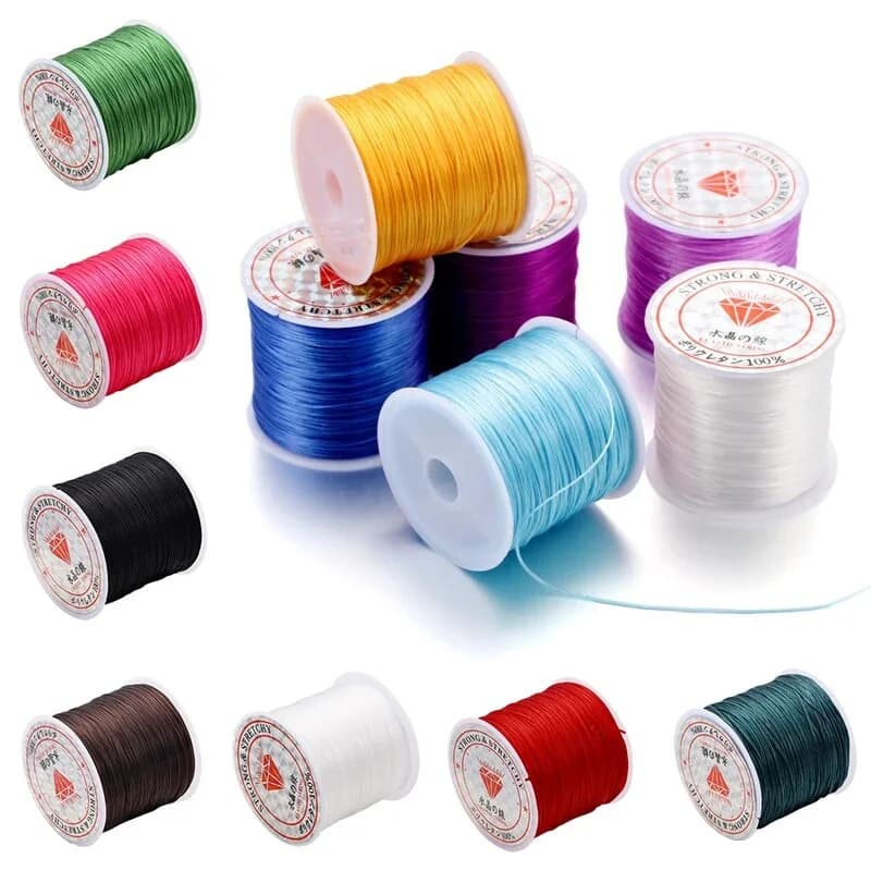 50 metri 0.8mm filo elastico linea di cristallo rotonda corda elastica in gomma di Nylon corda elastica per gioielli che fanno braccialetti di perline