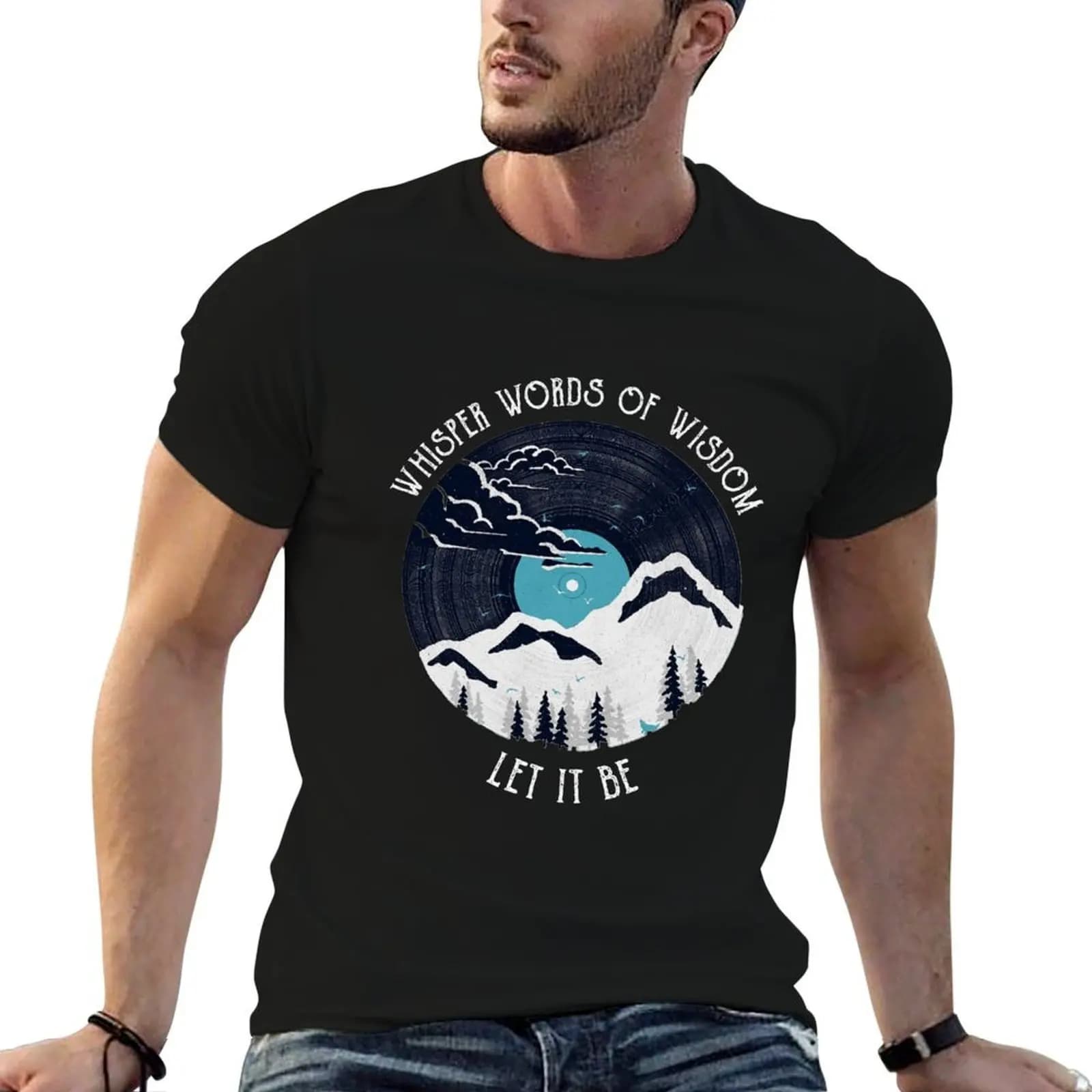 Copia di 'Whisper Words of Wisdom Let It Be' T-Shirt da uomo in cotone, magliette divertenti in cotone