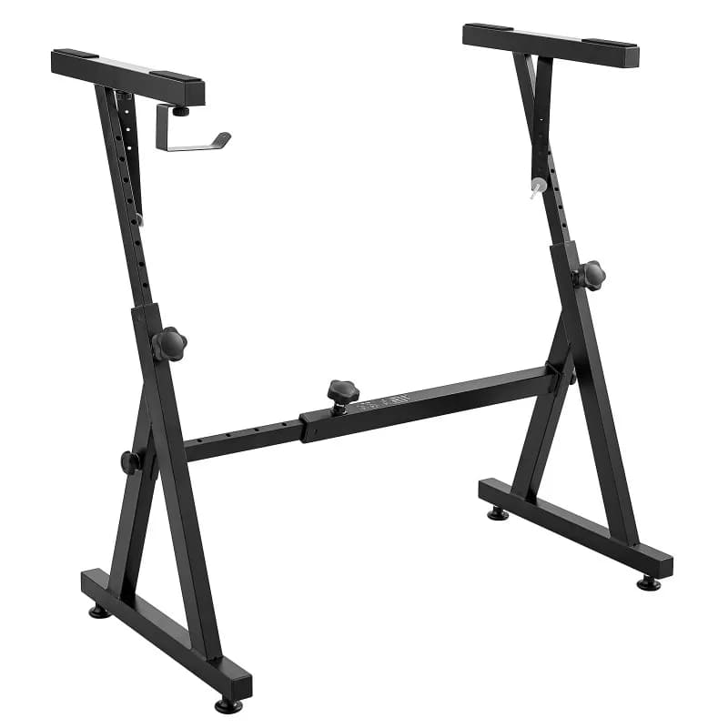 【Dalla Cina】 Supporto per tastiera di pianoforte a forma di Z con ruote regolabili, cuscinetti antiscivolo, gancio per cuffie, adatto per pianoforti elettrici da 54-88 tasti