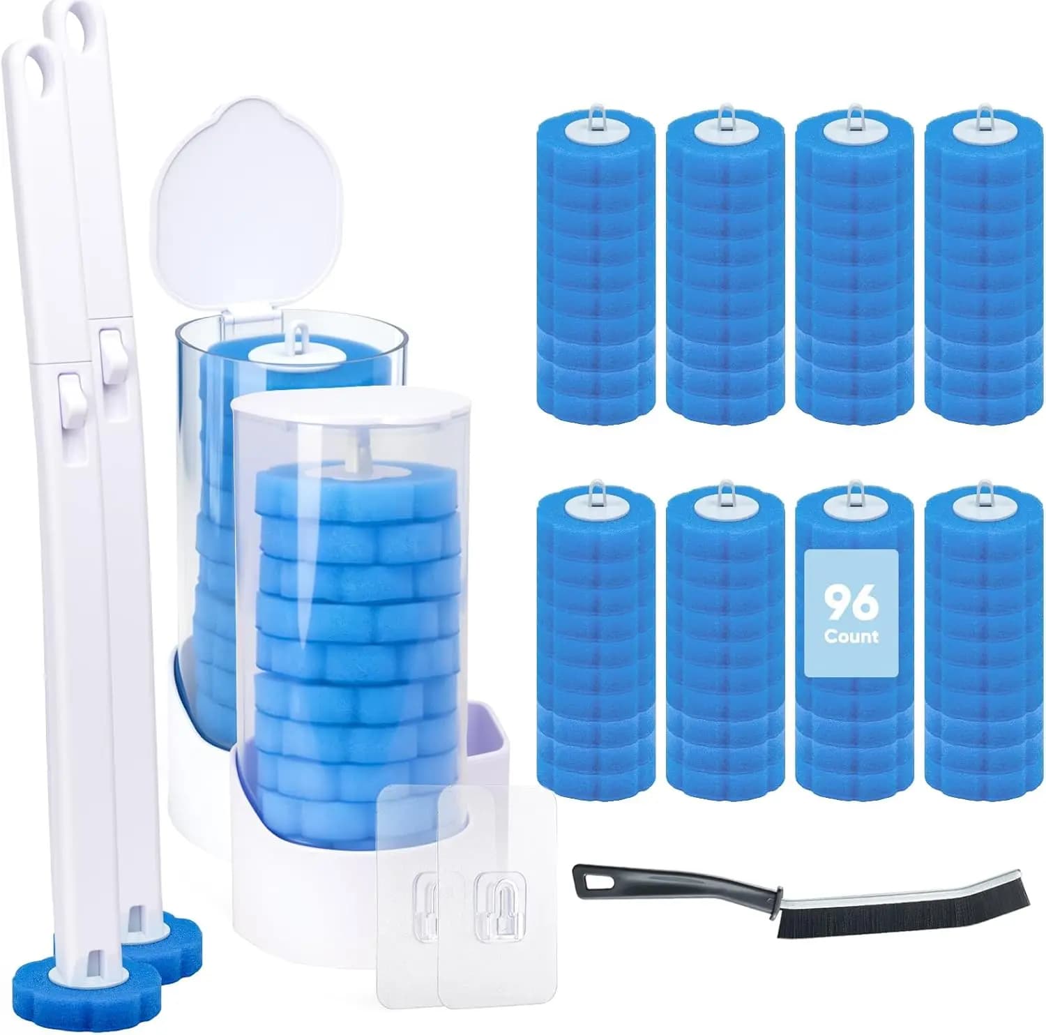 Set di 2 Spazzole per WC Usa e Getta con Supporto, Kit per Pulizia del WC da Parete, Detergente per WC Usa e Getta