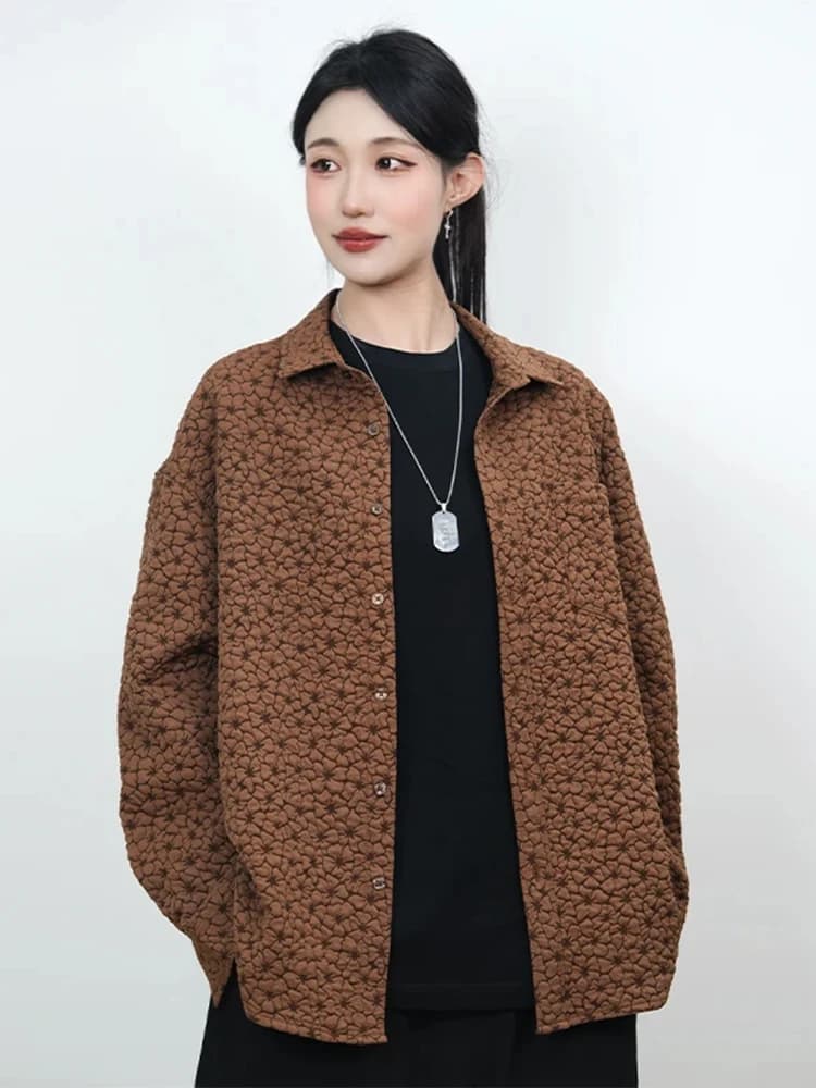 Fashion Textured Long Sleeve Shirt Jacket Men's Spring Summer Thin Simple Embroidery Loose Casual Shirt Coat Breathable Stree...