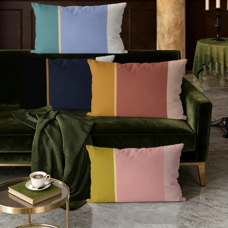 Fodere per cuscini lombari moderne a blocchi di colore, adatte per divano, camera da letto, auto, cuscino rettangolare per schienale