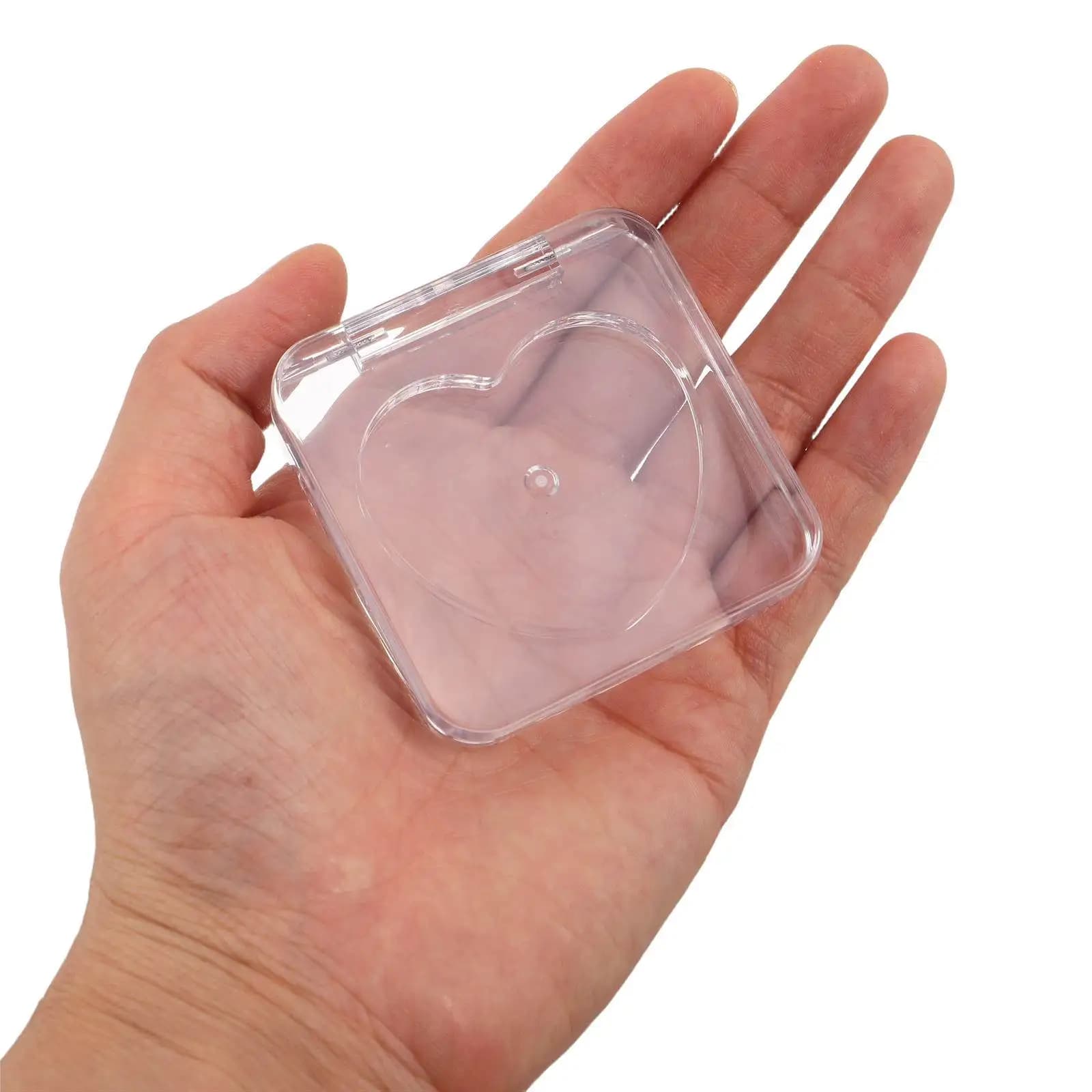 6Pcs Clear Makeup Storage Box Heart Shaped Empty Eyeshadow Palette Portable Travel Case Blush Highlighter Organizer