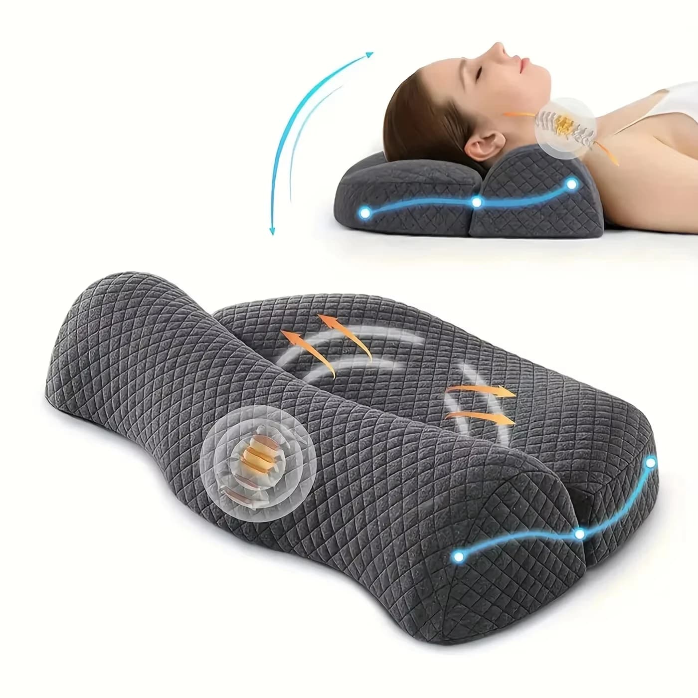 Cuscino cervicale, cuscino sagomato in memory foam, cuscini da letto per chi dorme su un fianco, cuscino ergonomico ortopedico per dormire