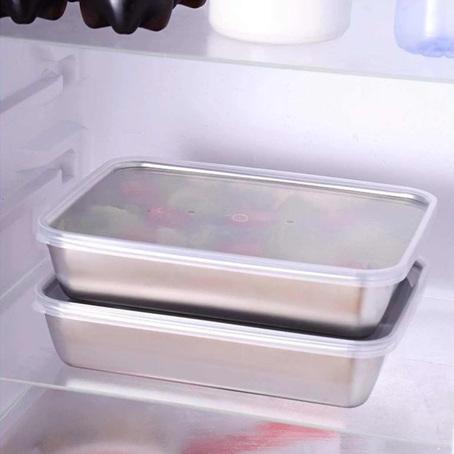 2 pezzi/3 pezzi, contenitore per alimenti in acciaio inossidabile, adatto per insalate, frutta, conservazione degli alimenti, conservazione del frigorifero