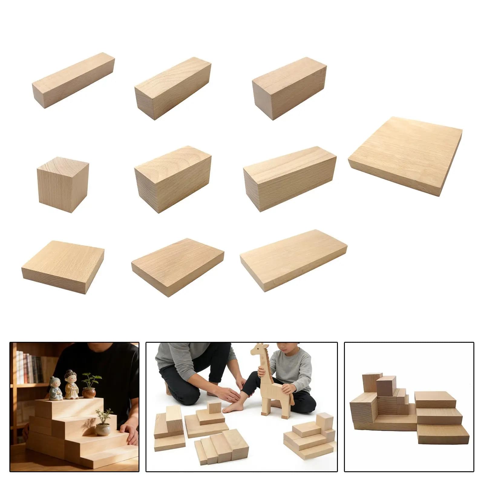 Blocchi di Legno Non Finiti in Faggio Premium, Kit per Lavorazione del Legno per Principianti e Professionisti