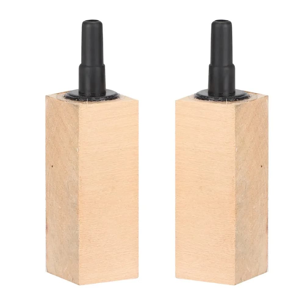 2PCS Set Legno Bolla d'aria in legno Pietra Bolle fini Cilindro Diffusore in legno naturale Nebbia fine Diffusore di pietra d'aria Acquario