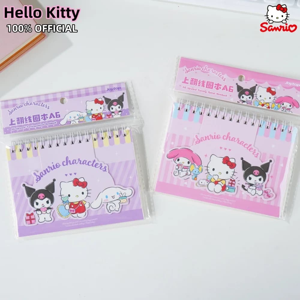 Genuine Sanrio Hello Kitty A6 Top Flip Spiral Notebook Cartoon KT Cat Portable Planner For Class Notes Homework Study Reminders