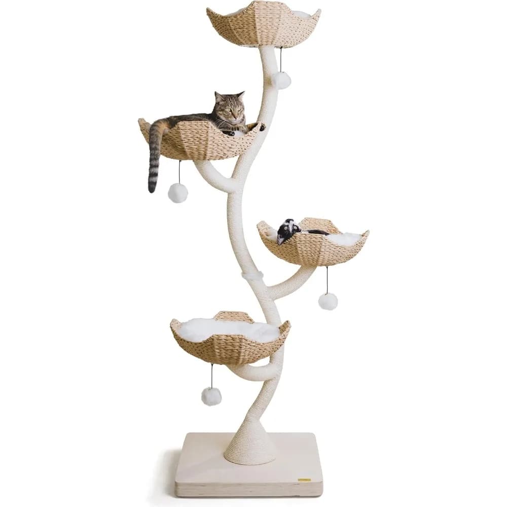 Torre Tiragraffi Moderna da 185 cm per Gatti Grandi, Tiragraffi con Cuccia, Torre per Gatti Multipli