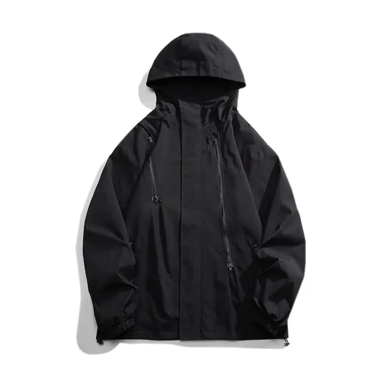 Giacca da Lavoro Unisex Antivento Stile Americano per Primavera e Autunno, Serie Outdoor Mountain, Cappotto da Arrampicata Nero Samurai