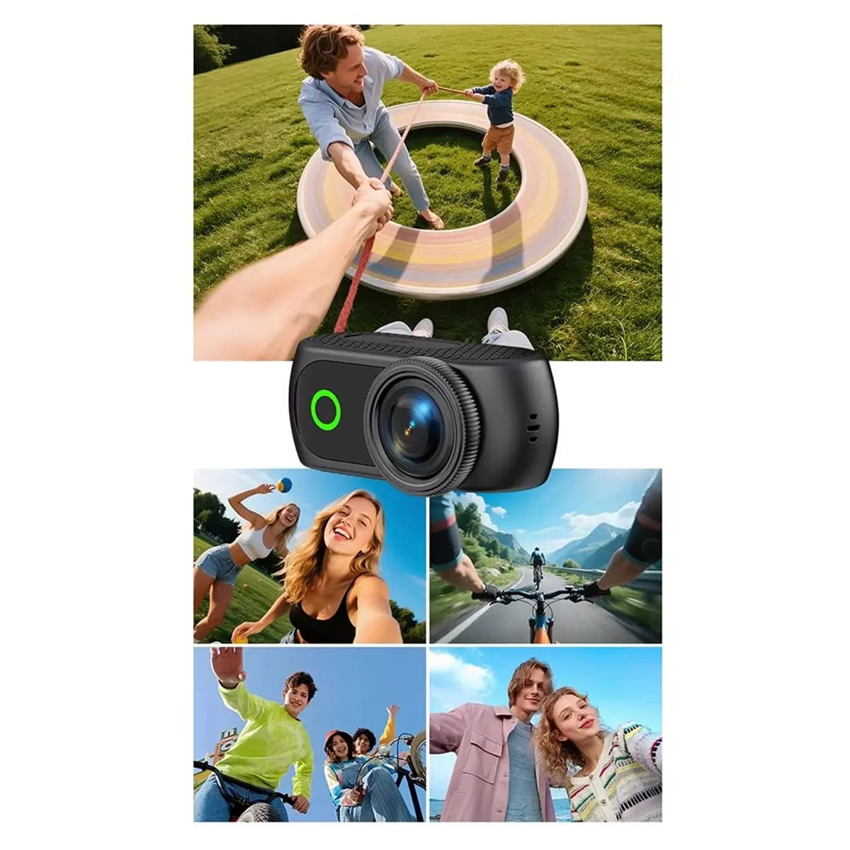 Videocamera d'Azione M05K Ultra HD con Schermo Ribaltabile, Stabilizzazione dell'Immagine, Obiettivo Grandangolare, Ideale per VLOG e Ciclismo, Colore Nero