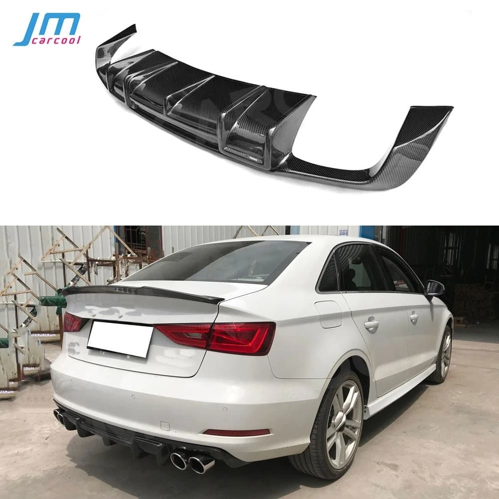 Rear bumper lip spoiler for car carbon fiber for Audi A3 Sline S3 sedan 4 doors non A3 Standard 2014 2015 2016 Car Styling