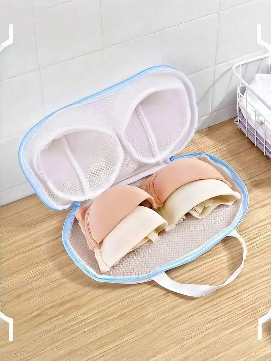 1 sacchetto per lavaggio reggiseni per lavatrice – Sacchetto per lavaggio lingerie delicata con cerniera, previene la deformazione dei reggiseni (da coppa A a C) – Sacchetto per lavaggio intimo in rete per donna, per viaggi e uso domestico – Regalo natalizio per lei, blu, resistente e riutilizzabile