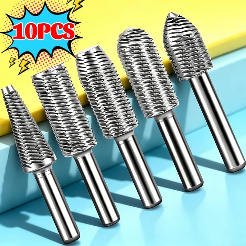 Set of rotating brakes for electric drill, double-cut steel kit, HSS steel grinding head for carving and polishing of wood and metal