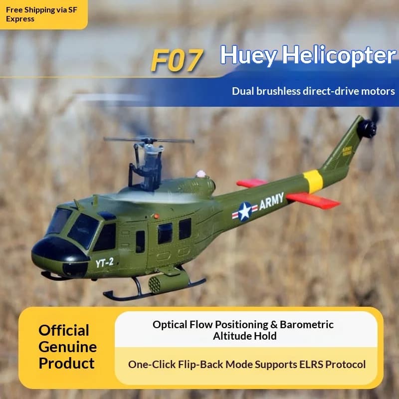 Elicottero RC YuXiang F07 UH1D Huey 6CH 3D con Doppio Motore Brushless, Flusso Ottico e Ritorno con Un Tasto - Modello Hobby