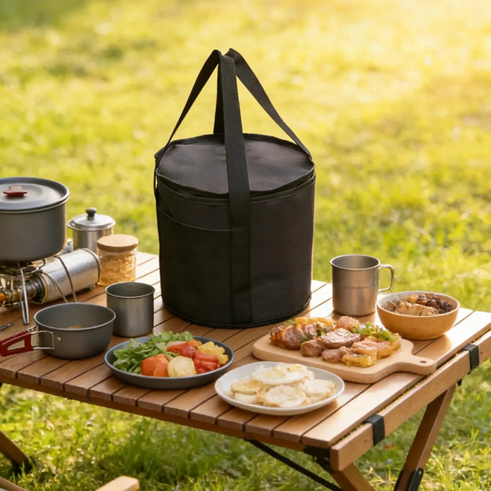 Borsa per il trasporto del fornello da campeggio all'aperto, resistente agli strappi, in tessuto Oxford, organizer per barbecue, accessorio da cucina pieghevole per picnic e viaggi