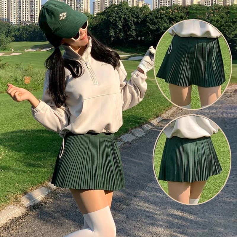 Nuova gonna da golf multi motivi per donna Gonna a pieghe a vita alta Abbigliamento da golf da donna Gonna causale sportiva foderata con pantaloncini interni