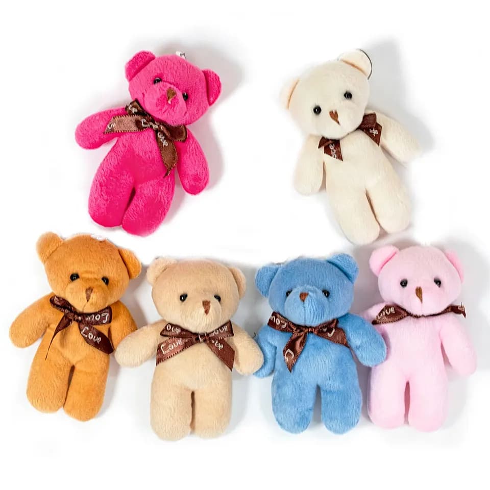 6/12pcs Cute Mini Teddy Bear Plush Toys Soft Plush Tiny Bear Keychain for Girl Bag Pendent Birthday Wedding Party Home Decor