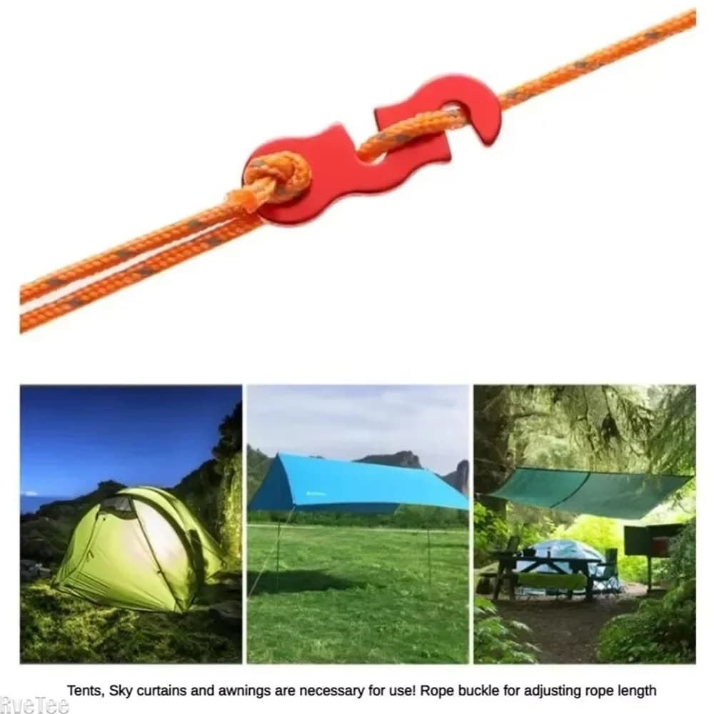 10 Pack Adjustable Tent Cord Buckles S-Shape Tensioner Fastener Kit, Outdoor Camping Tent Fixing Accessories