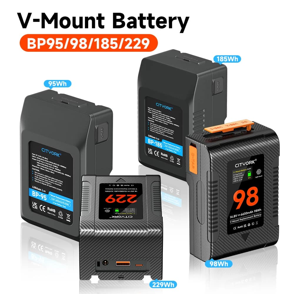 PALO V Mount Battery Power Bank 14.8V V Lock Batteria agli ioni di litio PD Ricarica rapida per videocamera Trasmissione Luce video Blackmagic URSA