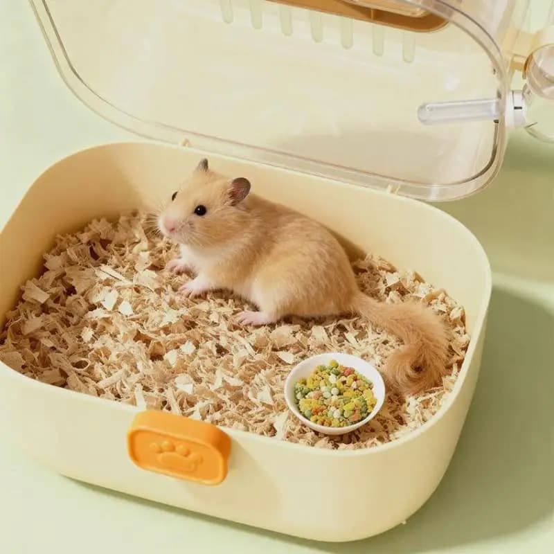 Trasportino da Viaggio Portatile per Criceti con Maniglia e Bottiglia d'Acqua, Accessori per Piccoli Animali