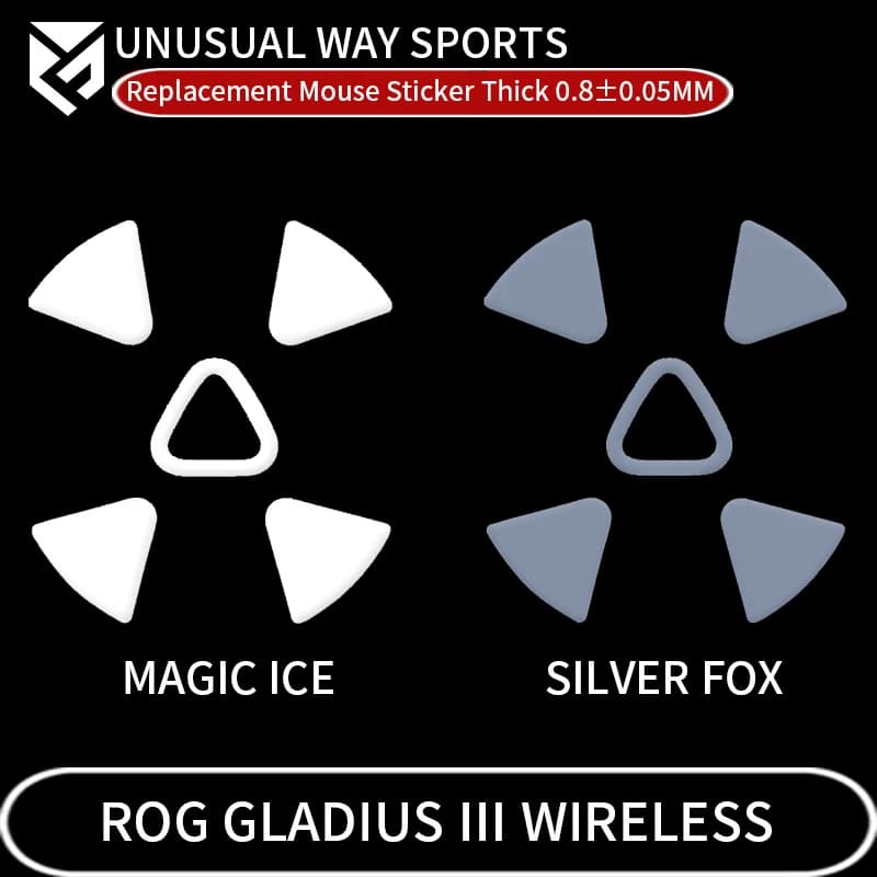 InsolitoWaySports Mouse Pattini Piedi ROG Keris Wireless Gladius3 Superficie ribaltabile PTFE Anti collasso Magic Ice Silver Fox