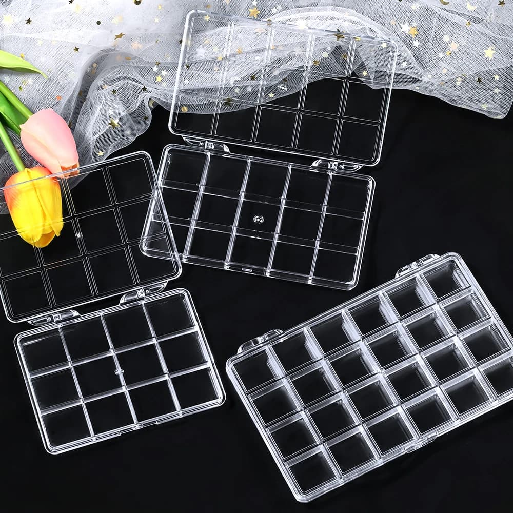 Transparent Storage Box 12/15/24 Parts for Nail Art Accessories, Portable Nail Case, Strass/Perline/Gioielli Display, Nail Tools