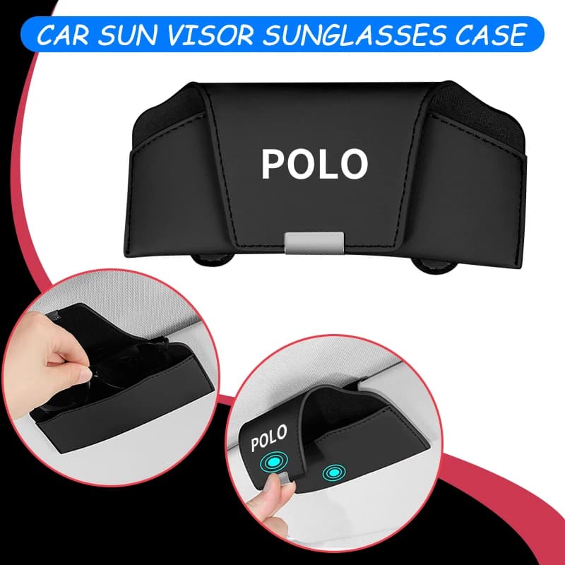 Car Sunglasses Storage Box Sun Visor Leather Eyeglass Case Interior Accessories For VW Polo Tiguan T5 Passat b6 Scirocco Touran