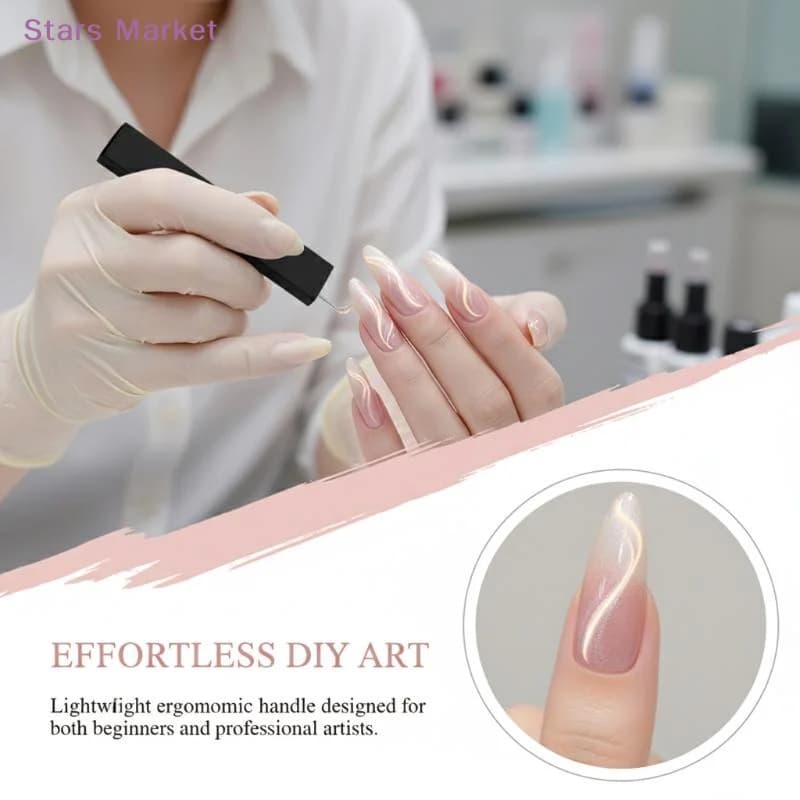 New Super Strong Dual-Headed Cat Eye Nail Magnet Nail Art Ribbon Effect With Protective Cover For French UV Gel Polish Pen 3D