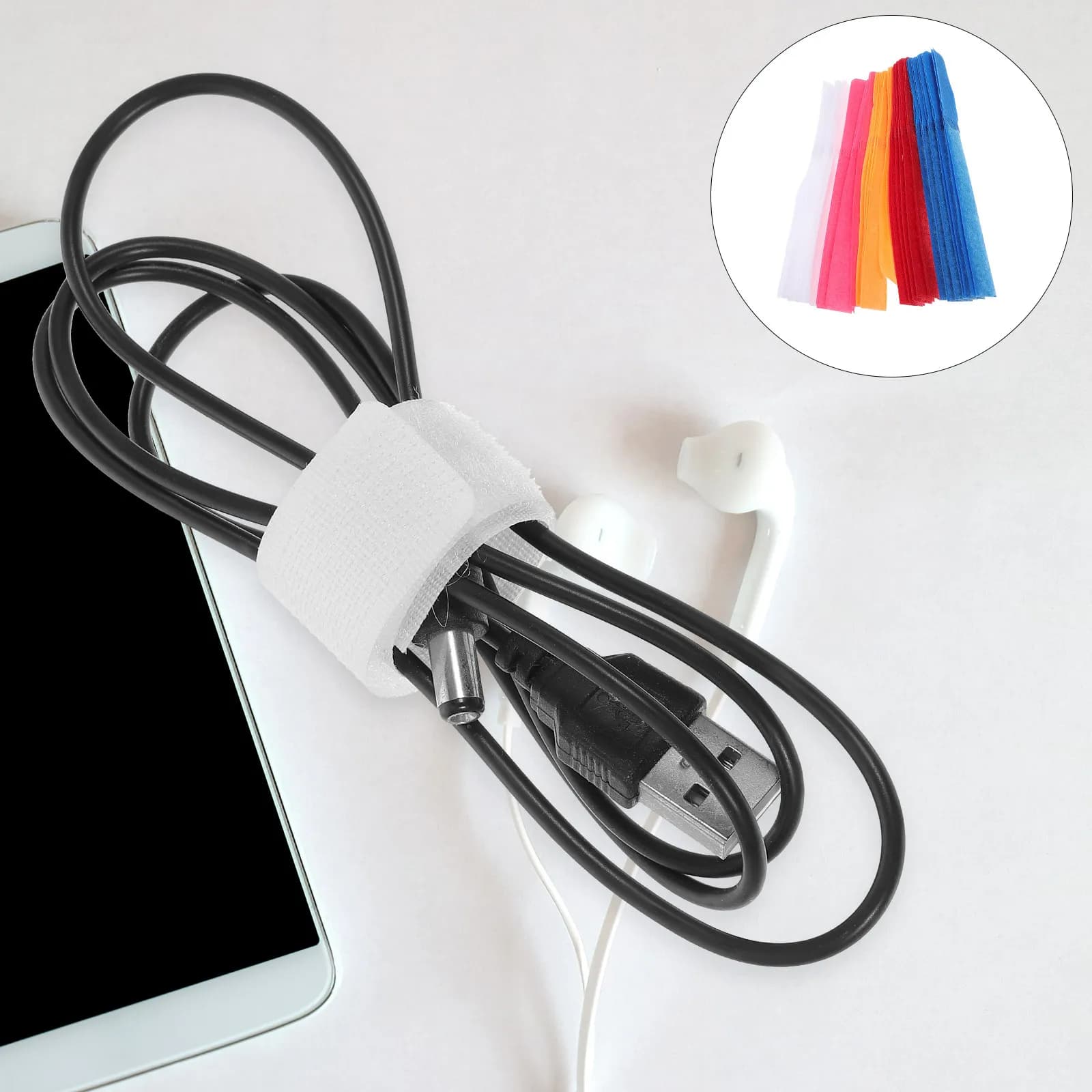 50 Pezzi Organizzatori per Cavi con Gancio e Anello, Fermacavi Colorati Riutilizzabili, Accessori per Gestione Cavi Elettrici