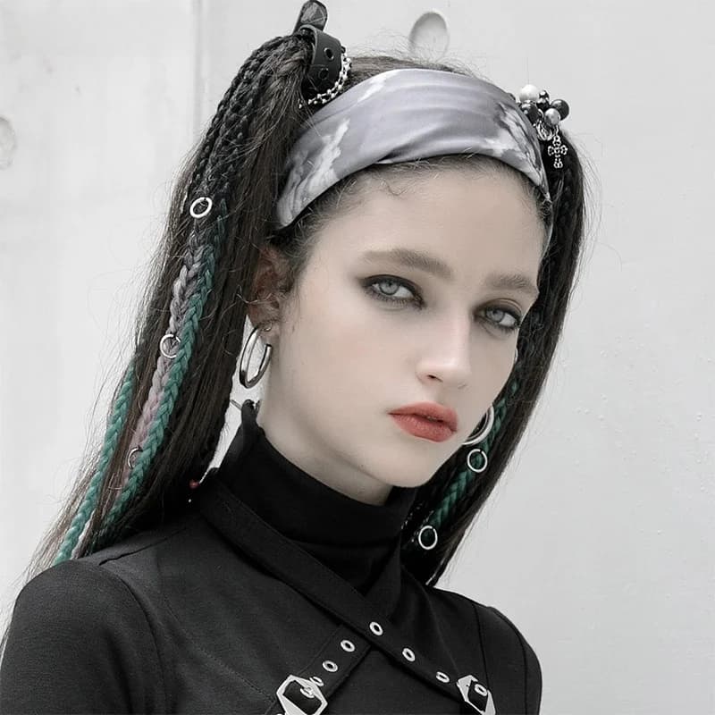 Sciarpa Quadrata alla Moda PUNK RAVE, Bandana Stampata Annodata a Mano, Elegante Stile Britannico, Sciarpa Decorativa Invernale da Donna