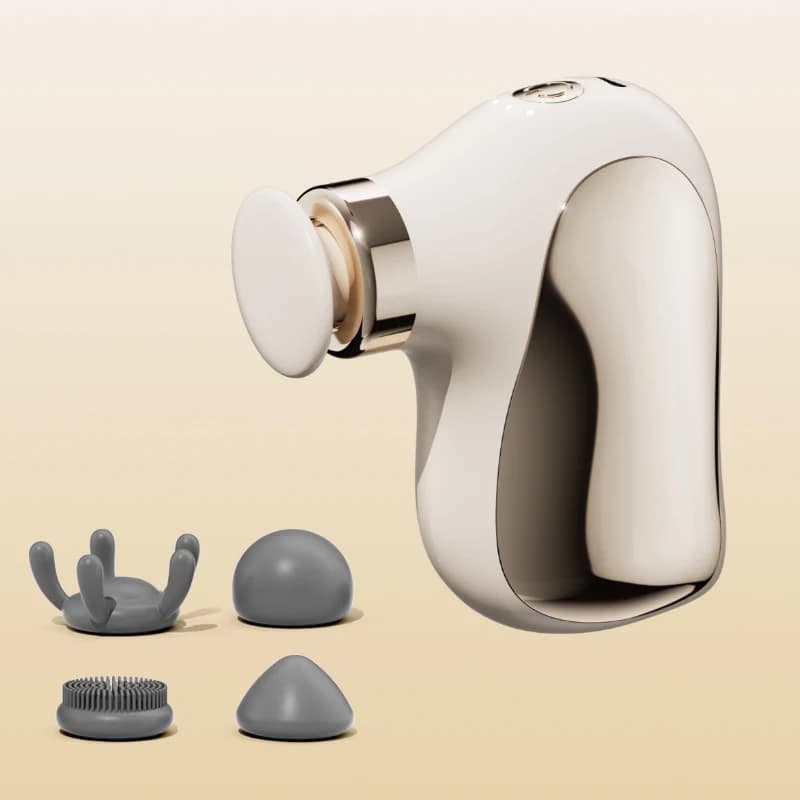 Private Brand Massage Gun, Mini Muscular Massage Percussion Portable, 4 Speed with 4 Silicone Heads