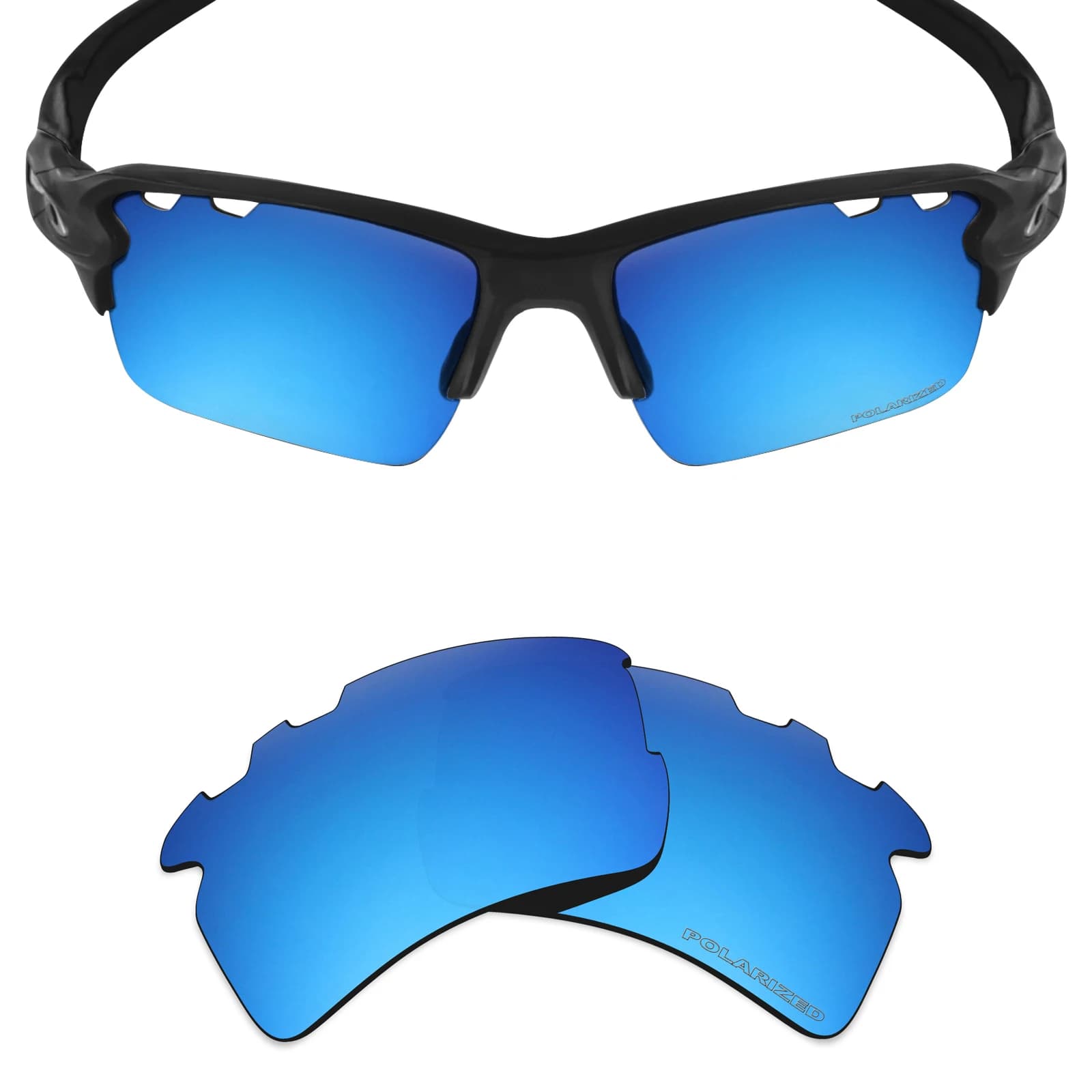 ezoptix123 Lenti di ricambio polarizzate / non polarizzate anti-salto incise per occhiali da sole Oakley Flak 2.0 XL ventilati OO9188 - 59 mm