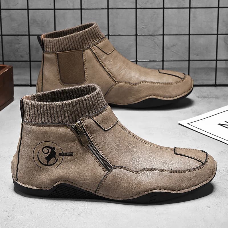 Autumn Winter Men Soft Soled Soft Top Casual Boots Fashionable High-end Personalized Warm Flat Shoes