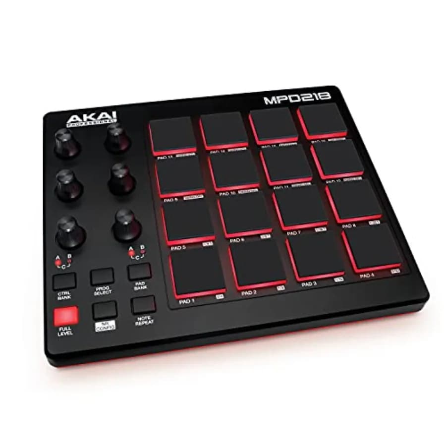 Controller MIDI USB MPD218 con 16 Drum Pads MPC, 6 Manopole Assegnabili, Pulsanti Note Repeat e Full Level e Software di Produzione