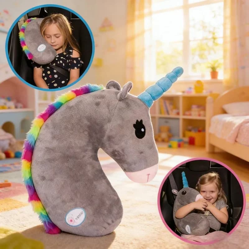 Unicorn Shape Bearing for Car Safety Belt, Baby Belt Protection, Neck and Head Support, for Children and Newborn Car Use