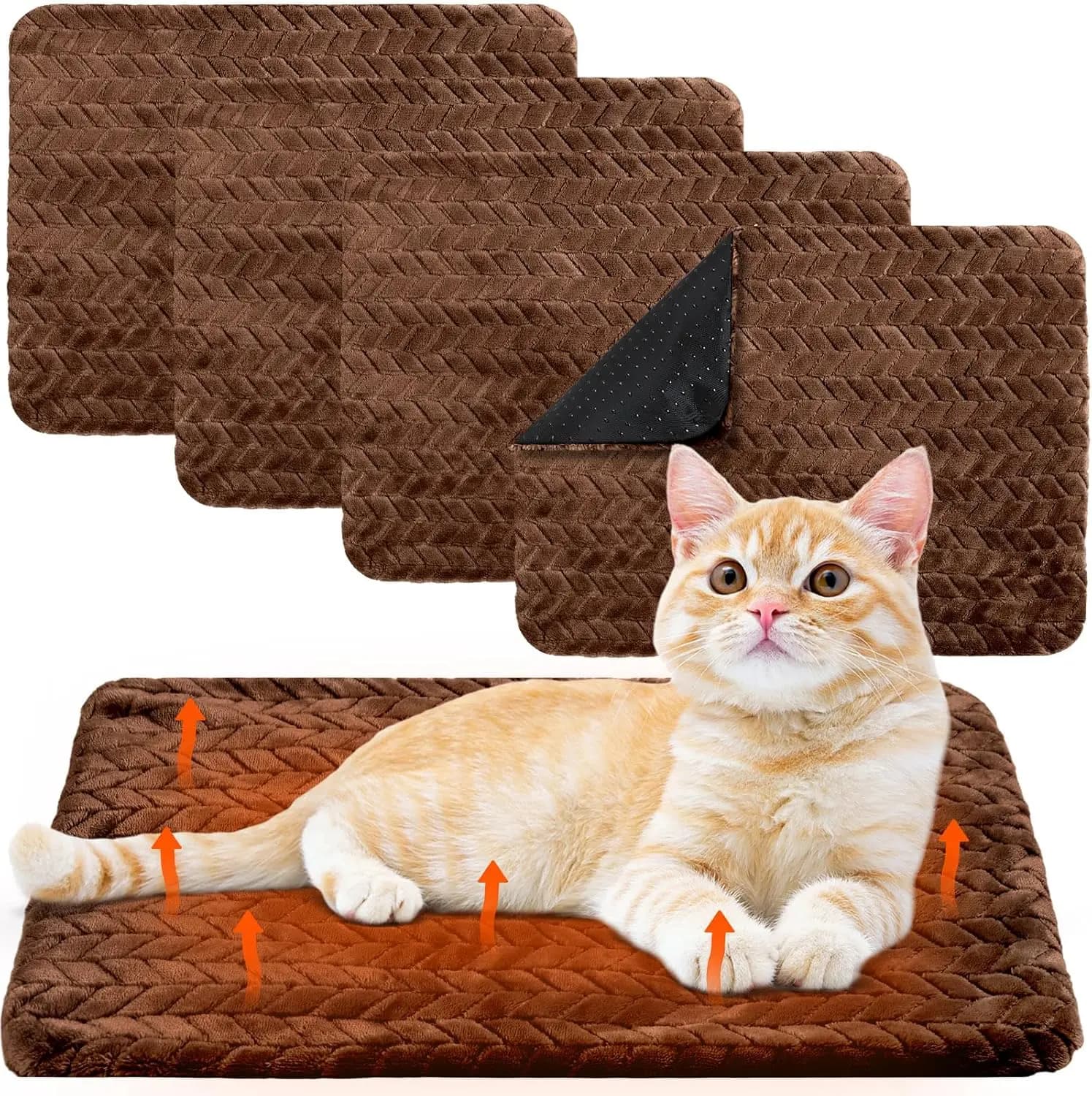 Set di 4 Tappetini Autoriscaldanti per Gatti e Cani, Cuscinetti Termici Lavabili Extra Caldi per Animali Domestici in Inverno