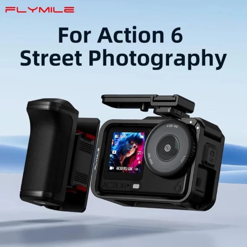 Flymile Street Grip Kit for DJI Osmo Action 6, Street Photography Expansion Support with Obturator Button