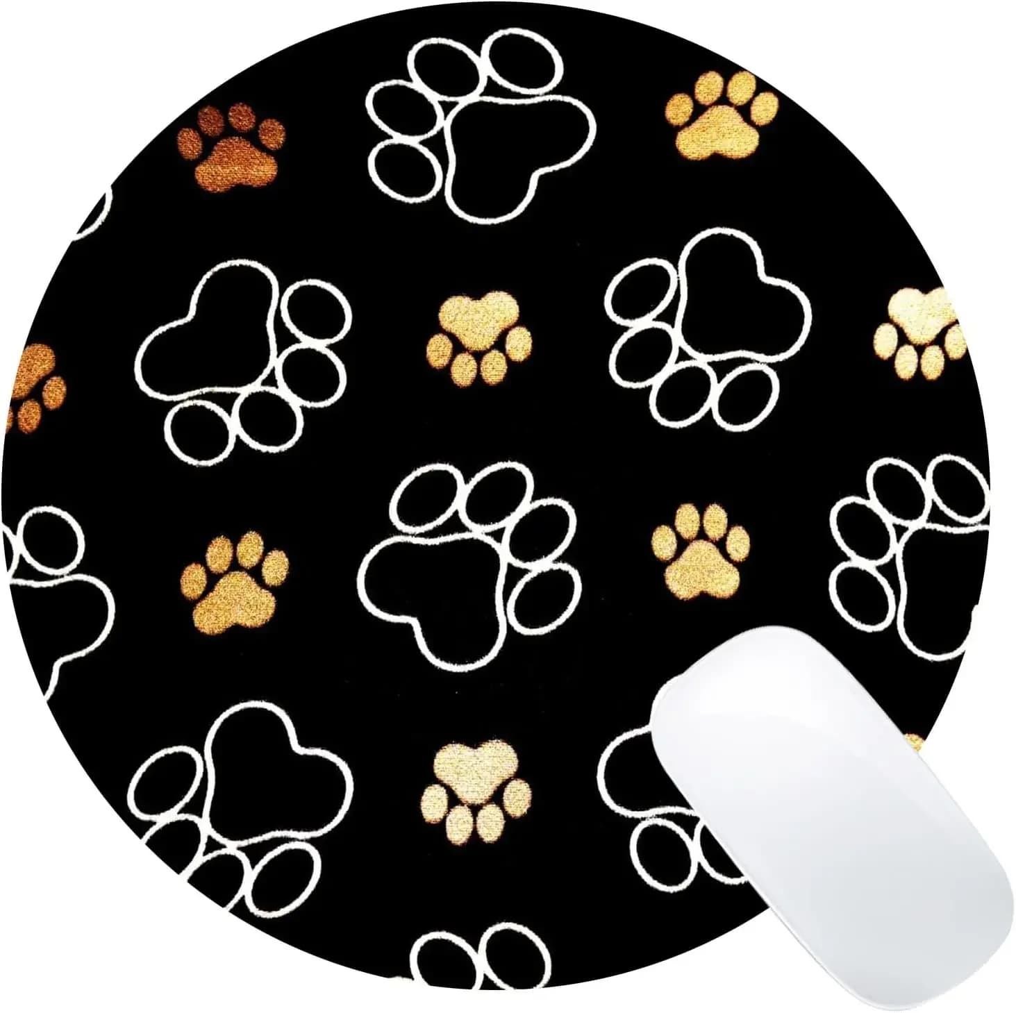 Circular game mouse pad with cute dog paw pattern Anti-slip rubber mouse pad Waterproof office computer mouse pad 7.9 "x 7.9"
