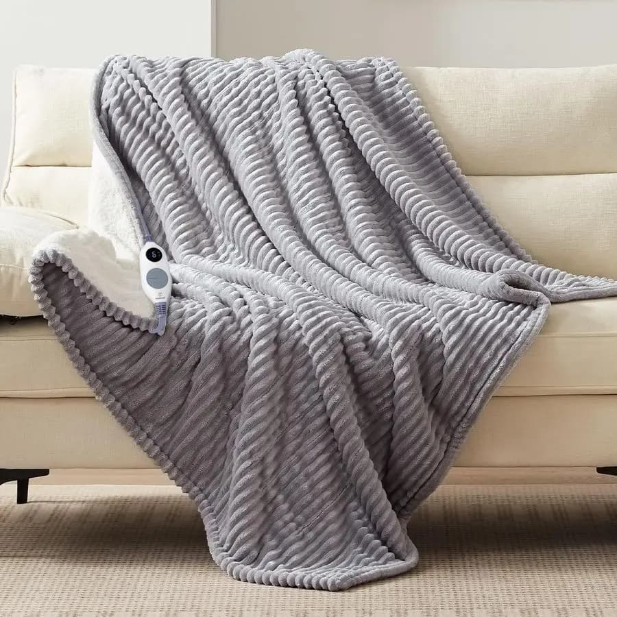 Coperta termica, morbida coperta elettrica in flanella sherpa con 6 livelli di riscaldamento, spegnimento automatico dopo 210 ore, riscaldamento rapido e certificazione ETL