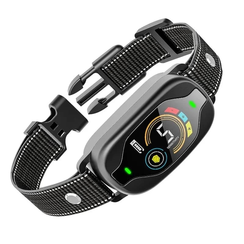 Color screen barking stopper, charging waterproof pet shock collar, automatic anti-dog barking, smart barking stopper, black,