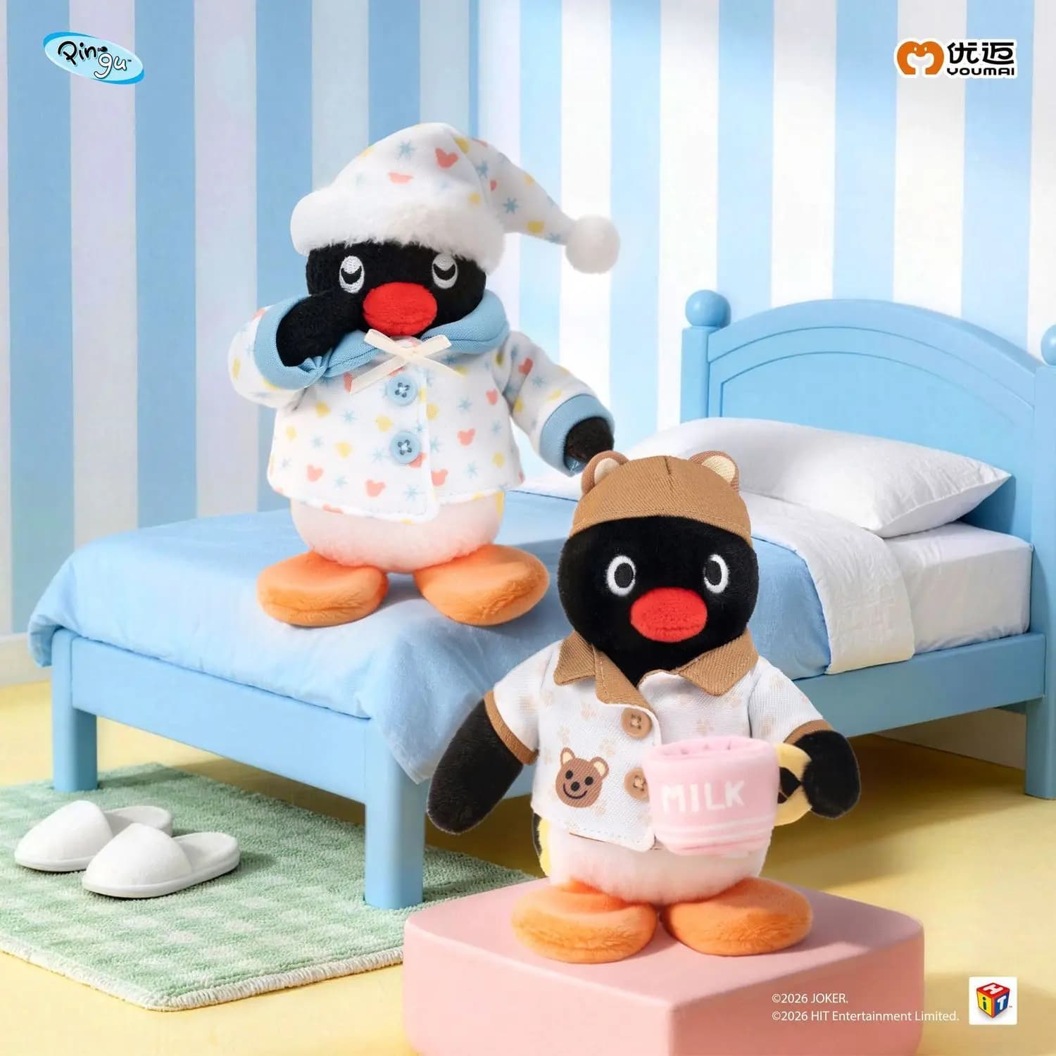 Peluche Youmai Pingu Home‑time | Pigiama a forma di orso, morbido e delicato sulla pelle, design giocoso | Autentico Souvenir IP Peripheral per Ragazze, Regalo