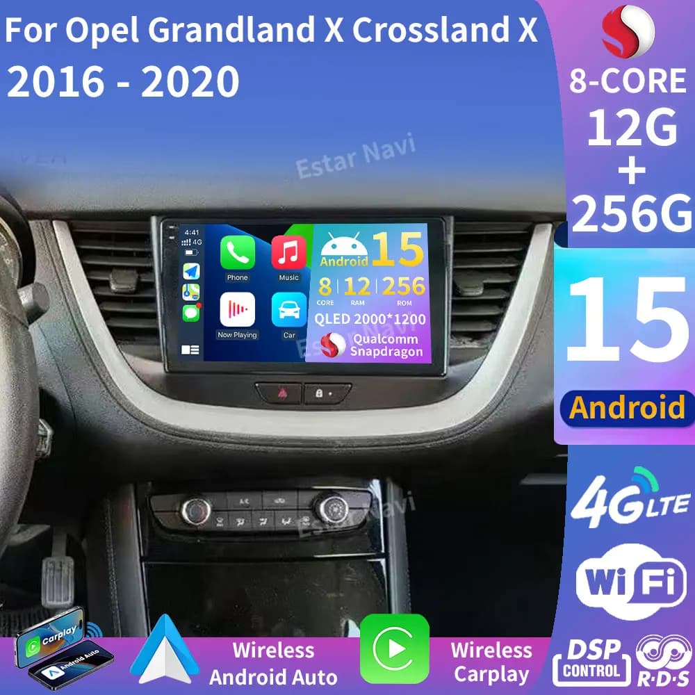 Android 15 Per Opel Grandland X Crossland X 2016-2020 Carplay Multimedia Monitor Schermo Stereo Radio Video Player Navigazione Auto