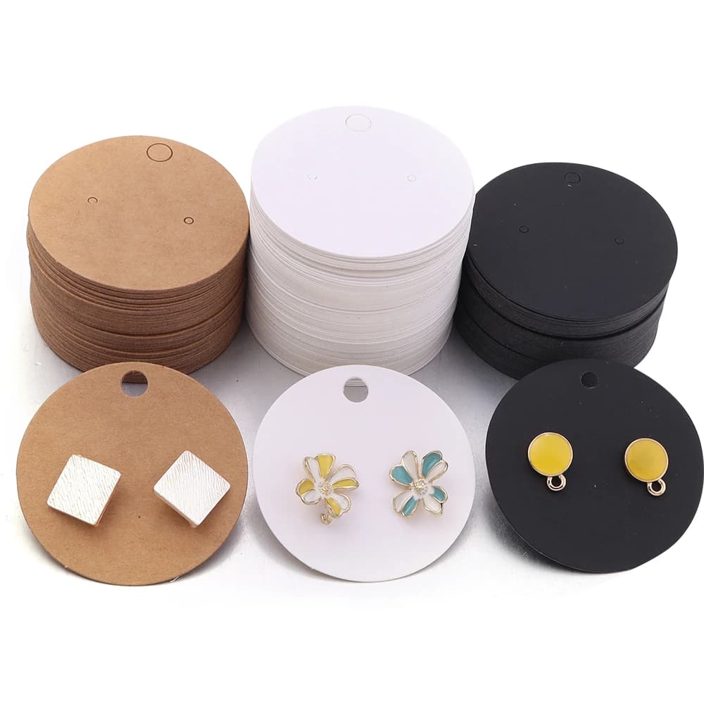 50 pz/lotto Orecchini Espositori Carte 5x5 cm Rotondo di Carta Vuota Ear Studs Imballaggio di Cartone Porta Gioielli Hang Etichetta Tag Card